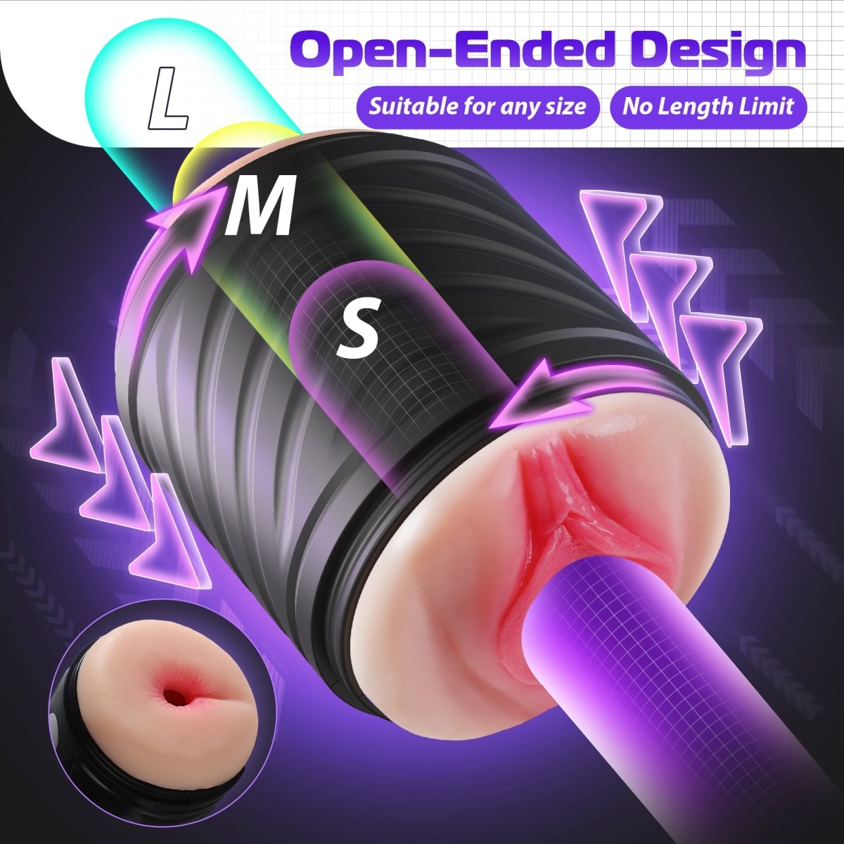 2-in-1 Vibrating Open-Ended Male Masturbator