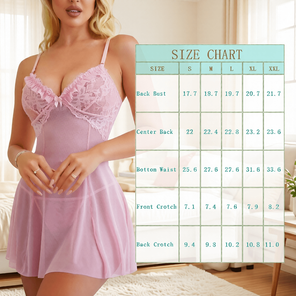 Soft Pink Lace Babydoll Lingerie Set with Triangle Panties