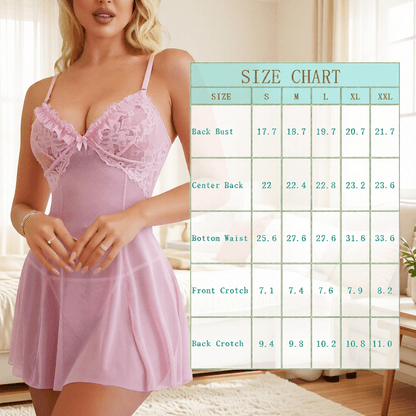 Soft Pink Lace Babydoll Lingerie Set with Triangle Panties