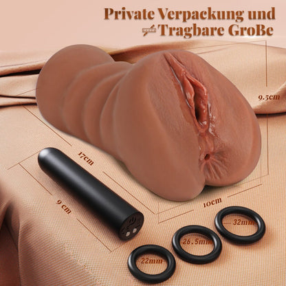 Realistic 3D Textured Pocket Pussy with Vibration Bullet and Rings