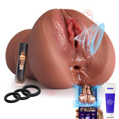 Realistic 3D Textured Pocket Pussy with Vibration Bullet and Rings