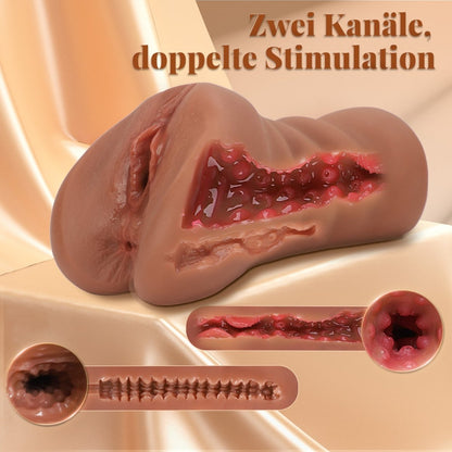 Realistic 3D Textured Pocket Pussy with Vibration Bullet and Rings