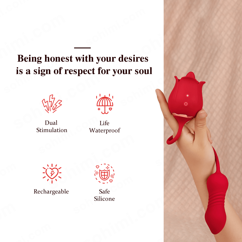 3-in-1 Tongue-Licking Rose Vibrator