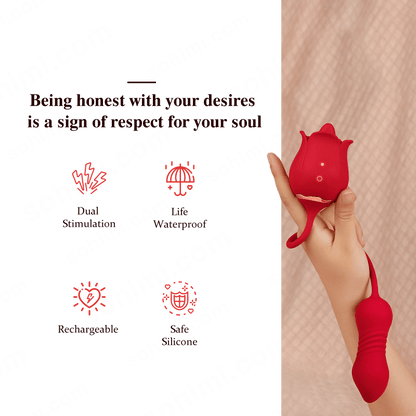 3-in-1 Tongue-Licking Rose Vibrator